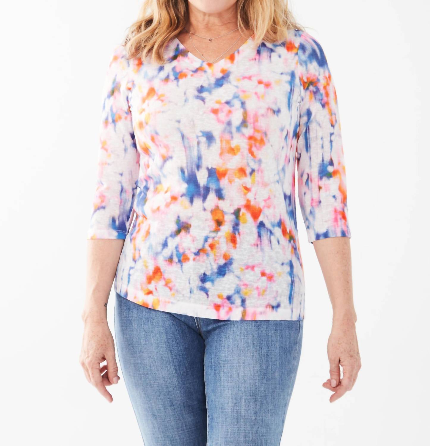Fdj - Tawny Three Quarter V-neck Top