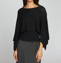 Autumn Cashmere Layered Capelet Top in black - women's blouse