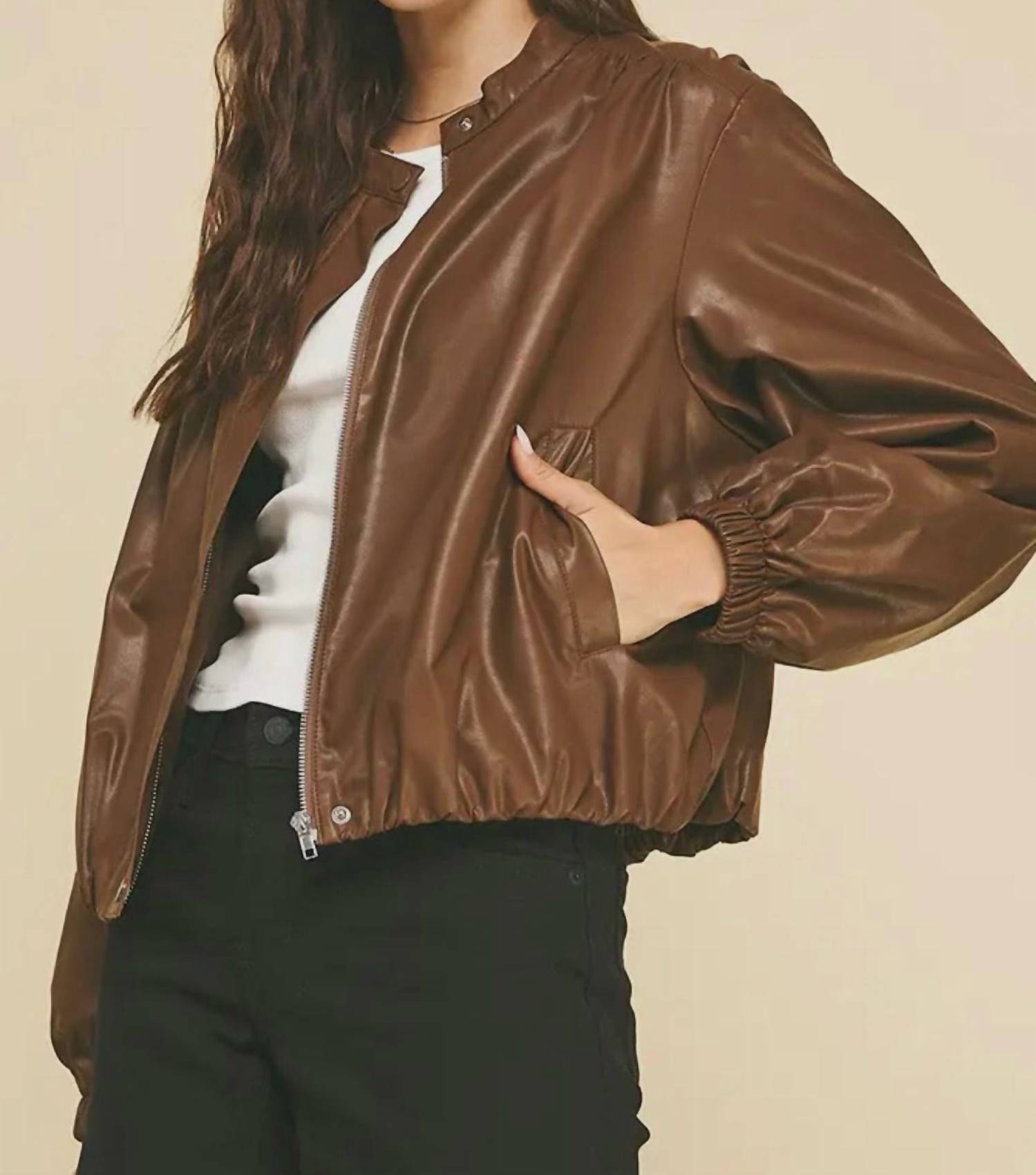 Pinch - Silvia Faux Leather Bomber Jacket