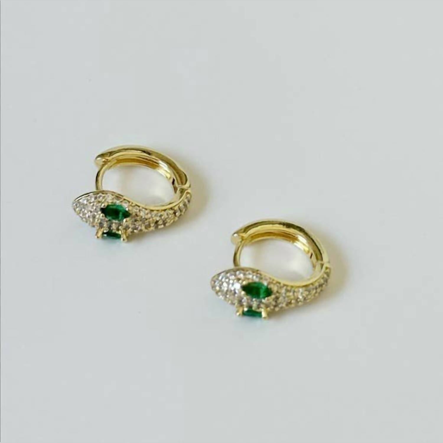 Tramps+Thieves - Women's Diamond Snake Huggies Earrings