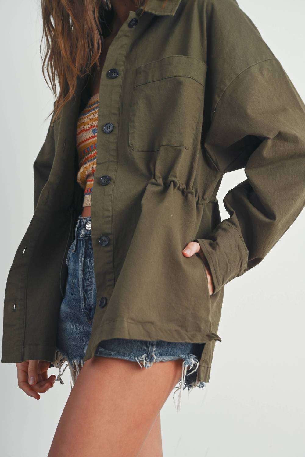 Buttermelon - Fall Adjustable Waist Cotton Jacket