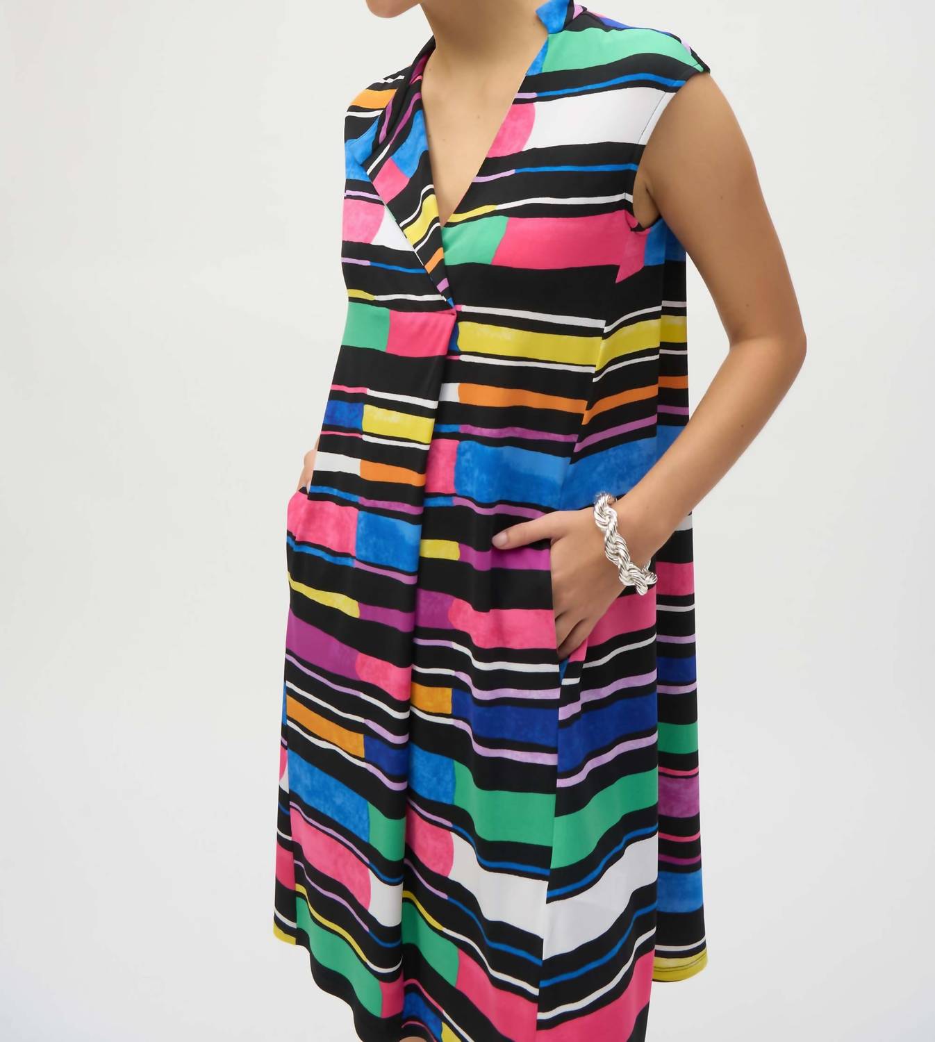 Joseph Ribkoff - Silky Knit Stripe Print Trapeze Dress