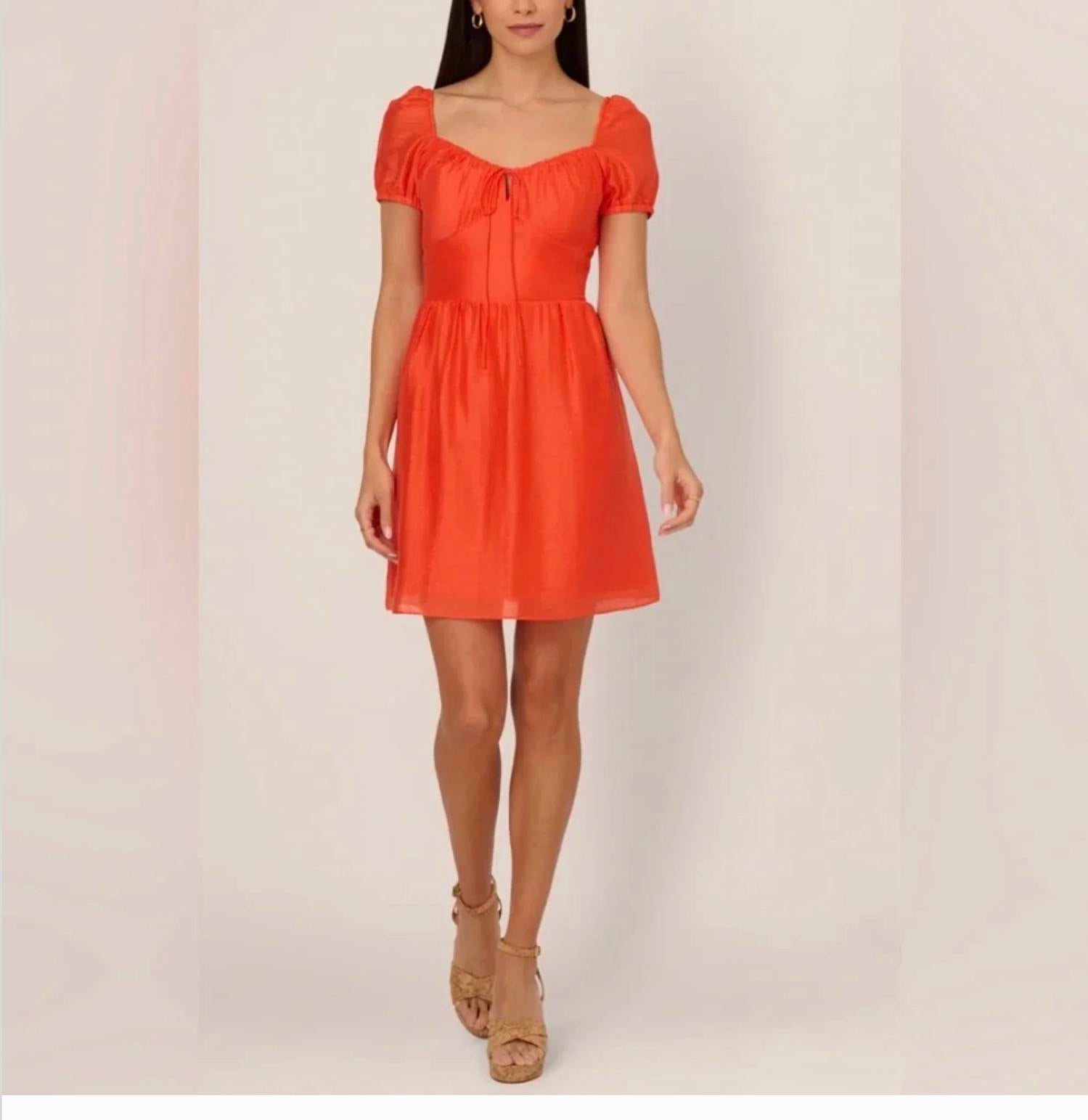 Adrianna Papell - Puff Sleeve Short Dress