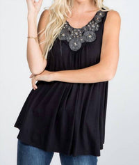 P & Rose - Sparkle And Shine Tank Top With Beaded Neck Detail