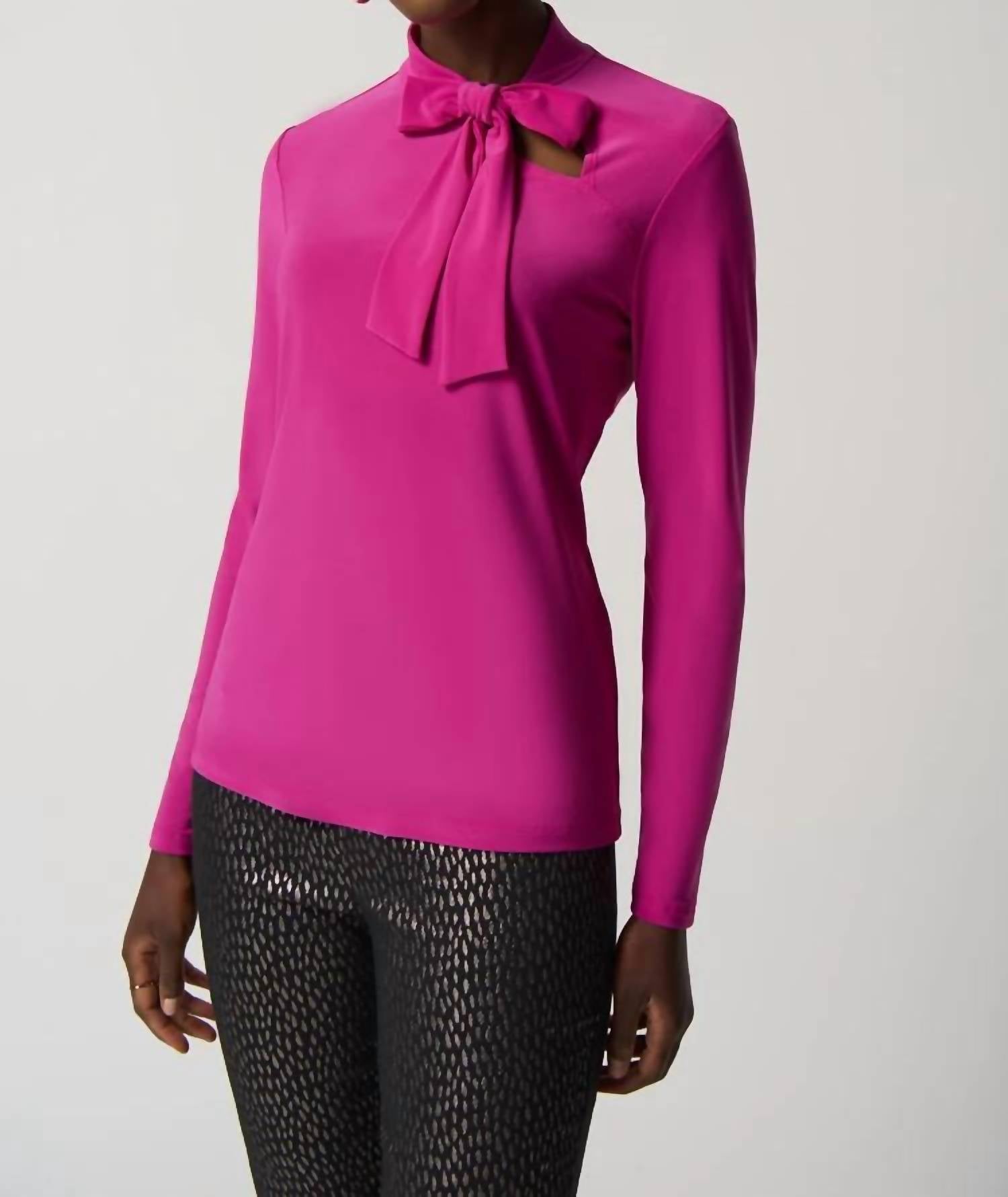 Joseph Ribkoff - Octavia Opulence Long Sleeve Bow Neck Top