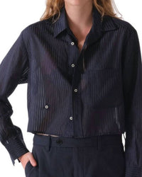 Cissa - Shorty Cotton Silk Sheer Stripe Shirt
