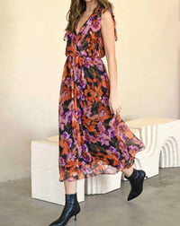 Adelyn Rae - Vianka Tie Shoulder Chiffon Midi Dress