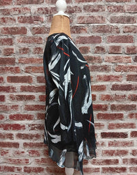 Jess & Jane - Abstract Colored Chiffon Hem Top