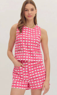 Entro - Plaid Horse Bit Pocket Tank Top