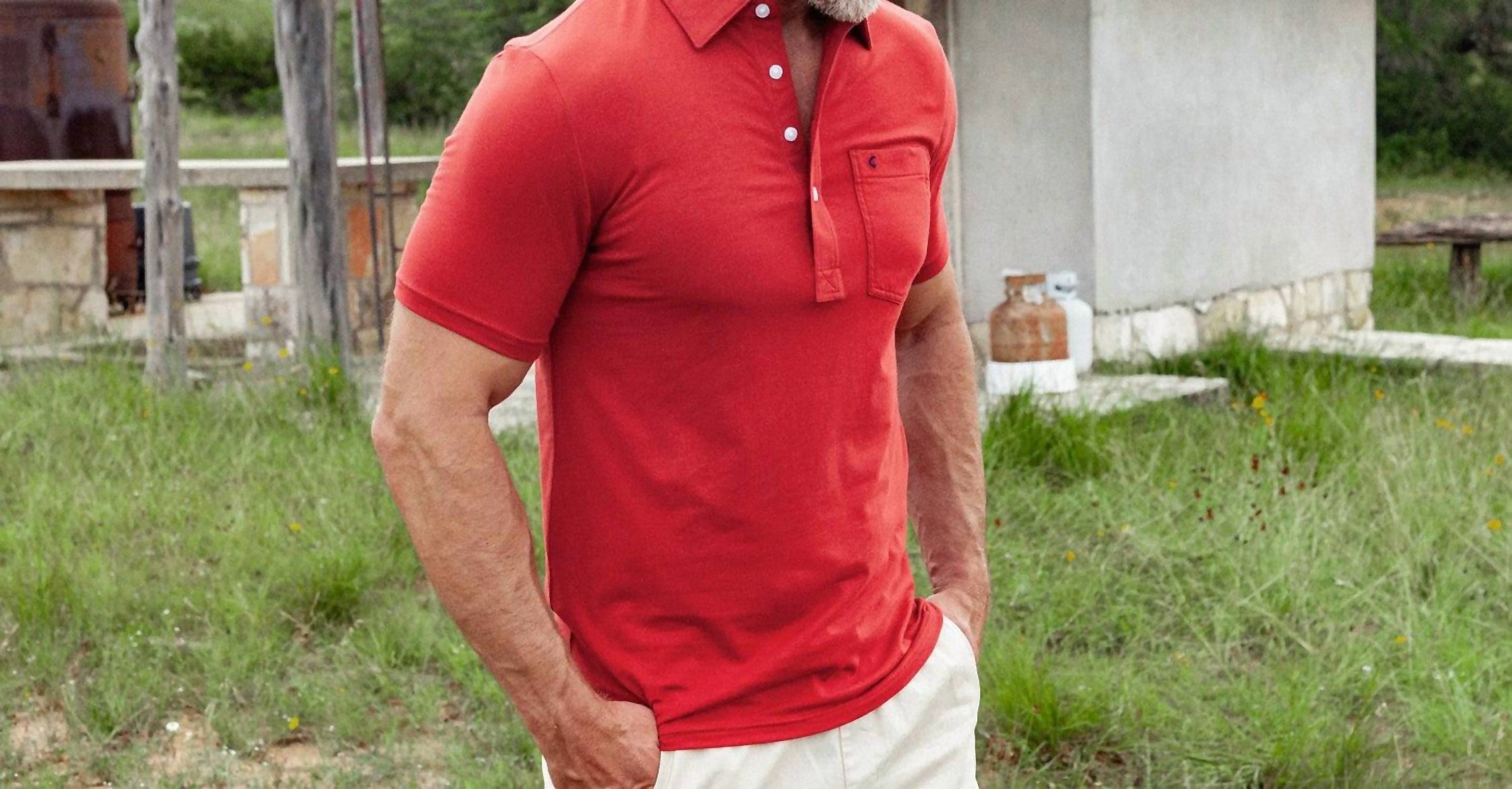Criquet Top Shelf Players Shirt in rodeo red - men's shirt - detail view