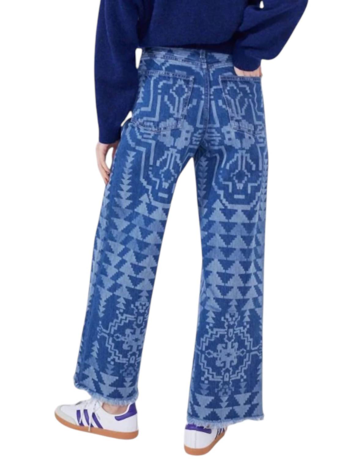 Hayley Menzies - Laser Printed Cropped Wide Leg Jeans