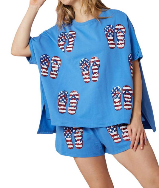 Fantastic Fawn - America and Flip Flops Sequin Top