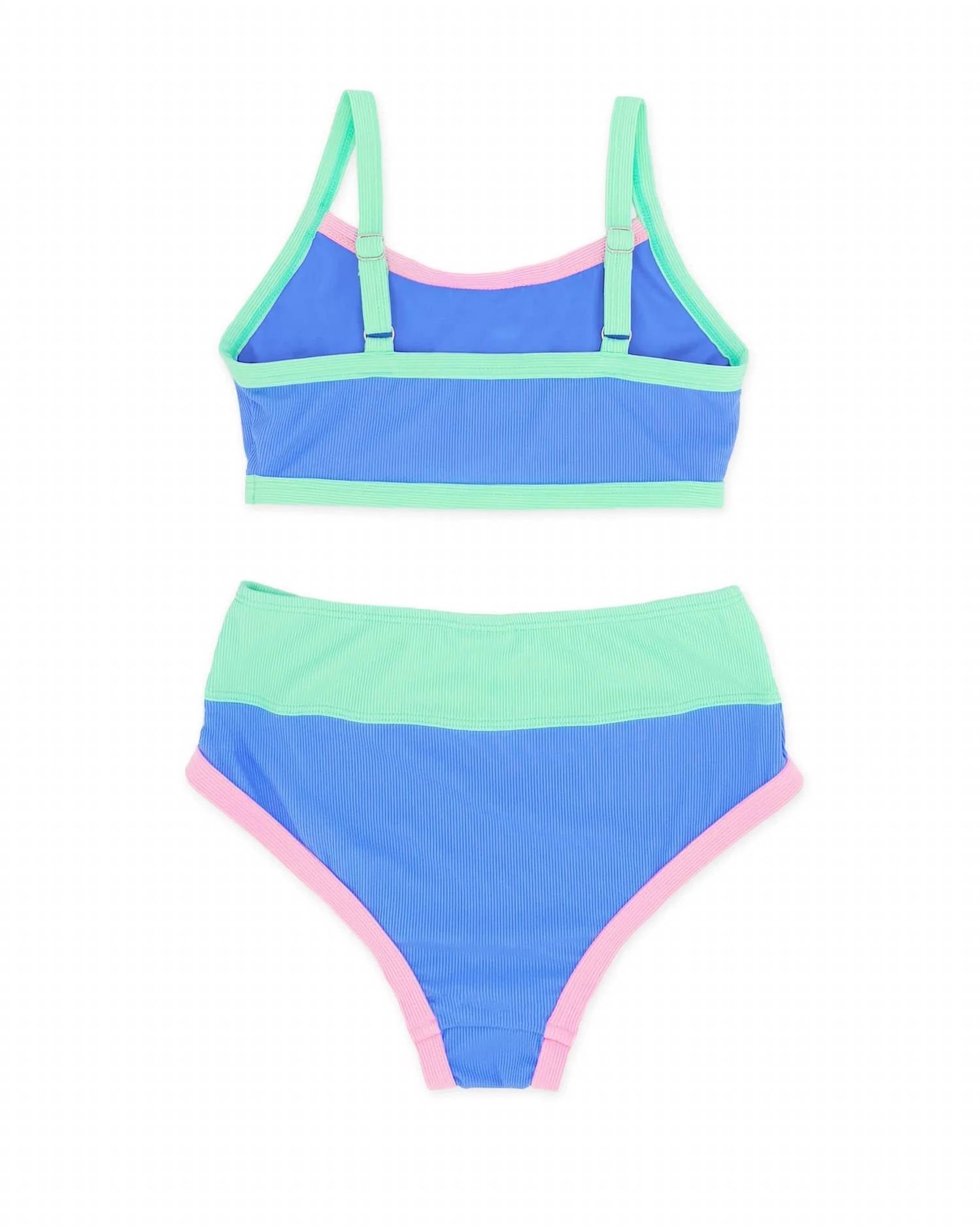 feather 4 arrow Kids' Retro Ringer Bikini in blue jay - kids' bikini - detail view