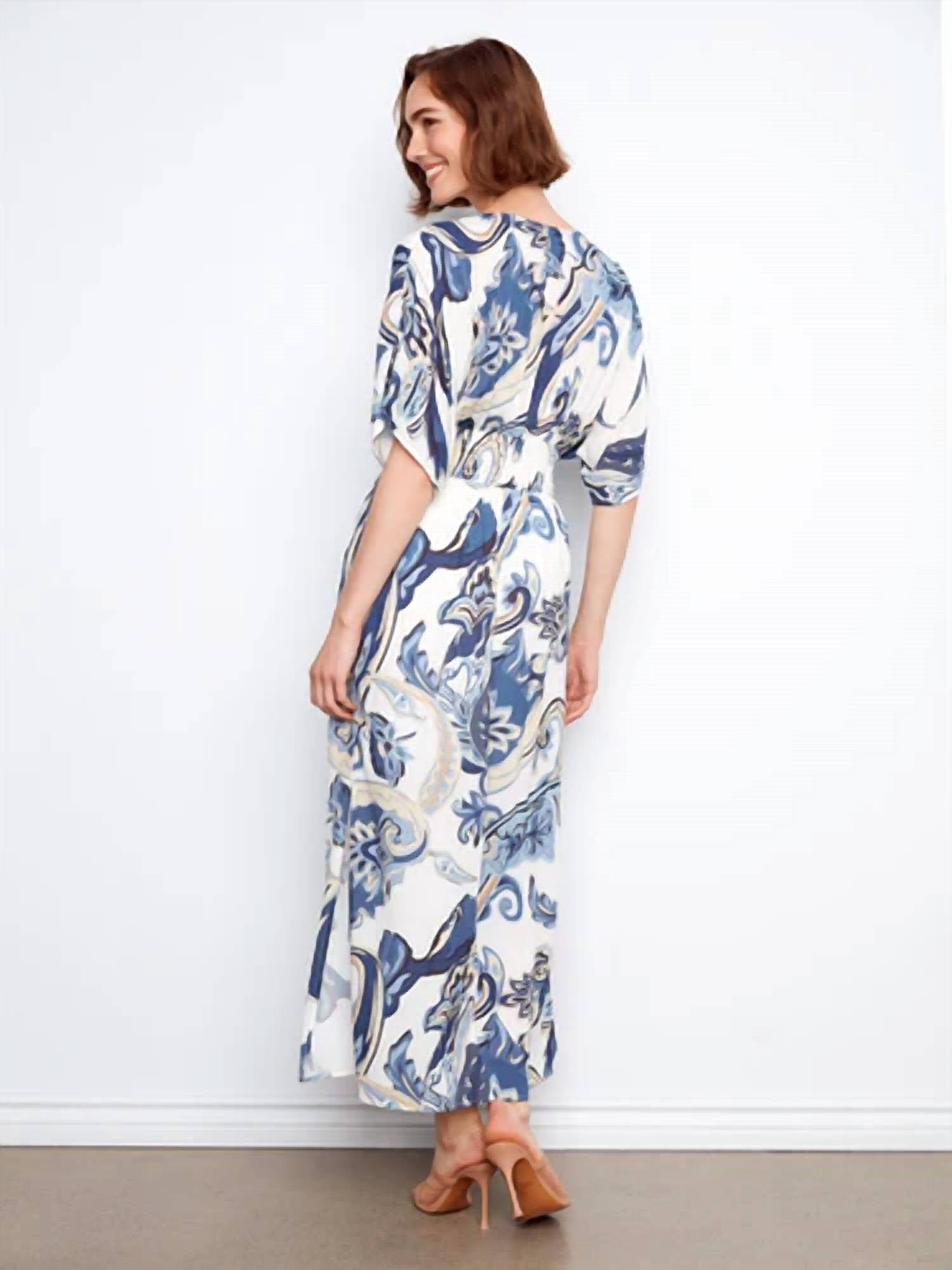 Charlie B - Printed Dolman Sleeve Midi Dress