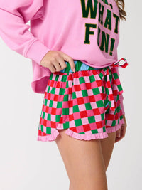 Shiraleah Checkered Boxer Shorts in multi - women's shorts - detail view