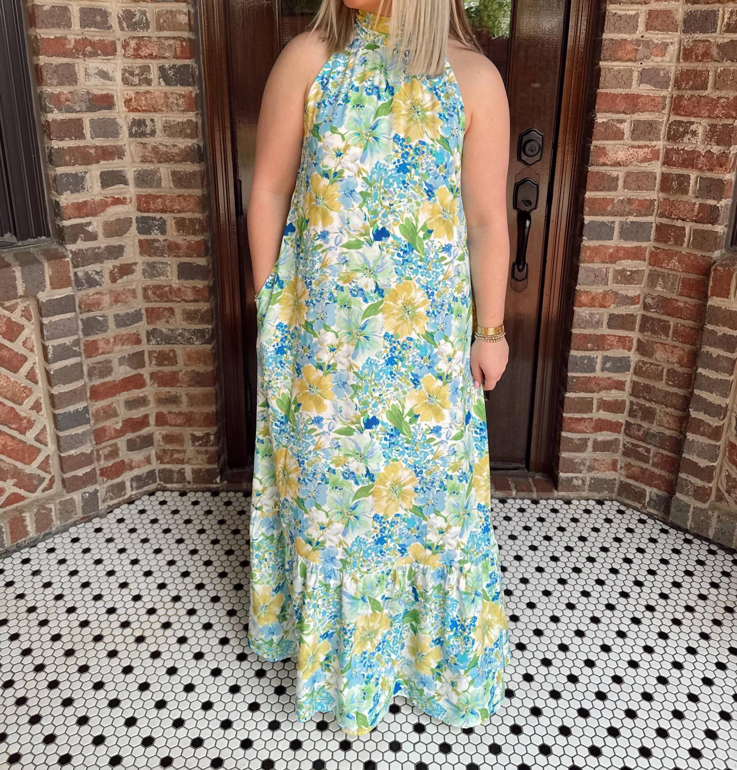 Entro - Oceanside Halter Mock Neck Maxi Dress