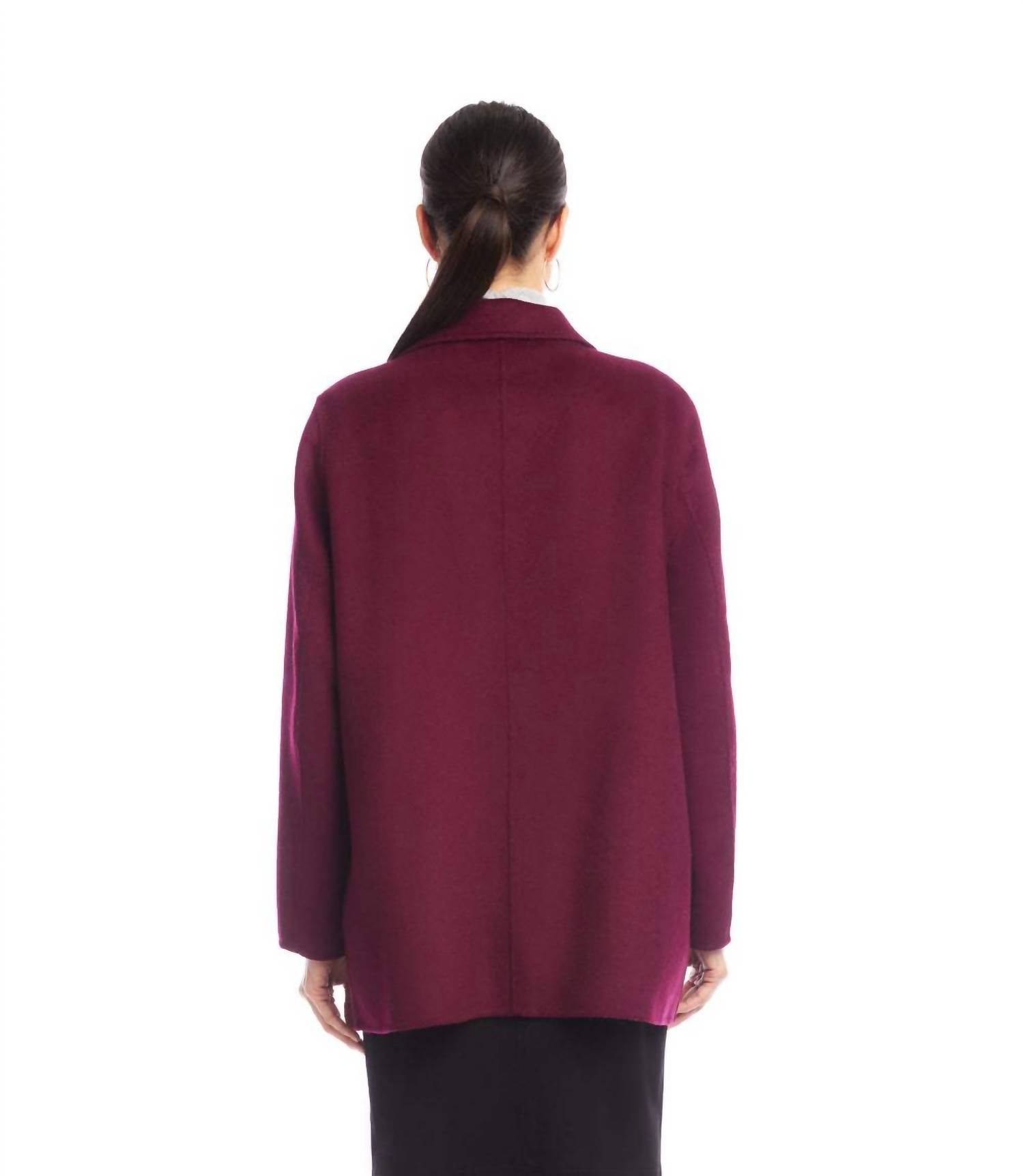 Karen Kane Oversized Brushed Blazer in eggplant - women's jacket - alternate view