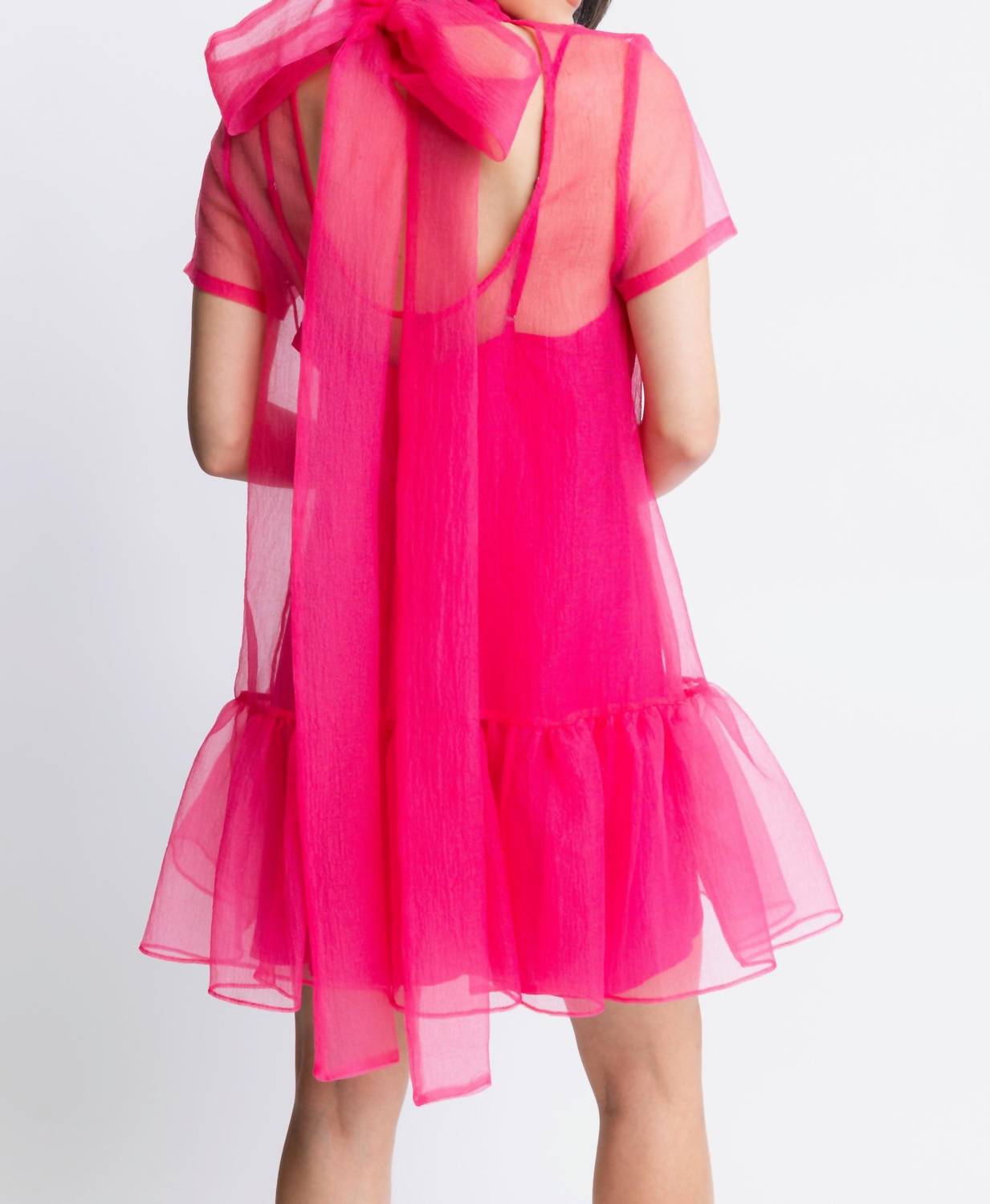 Karlie - Solid Organza Mock Bow Dress