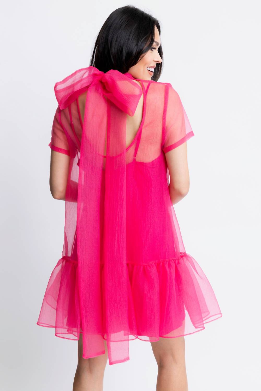 Karlie - Solid Organza Mock Bow Dress