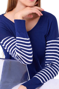 French Kyss - Stripe Sleeve Top