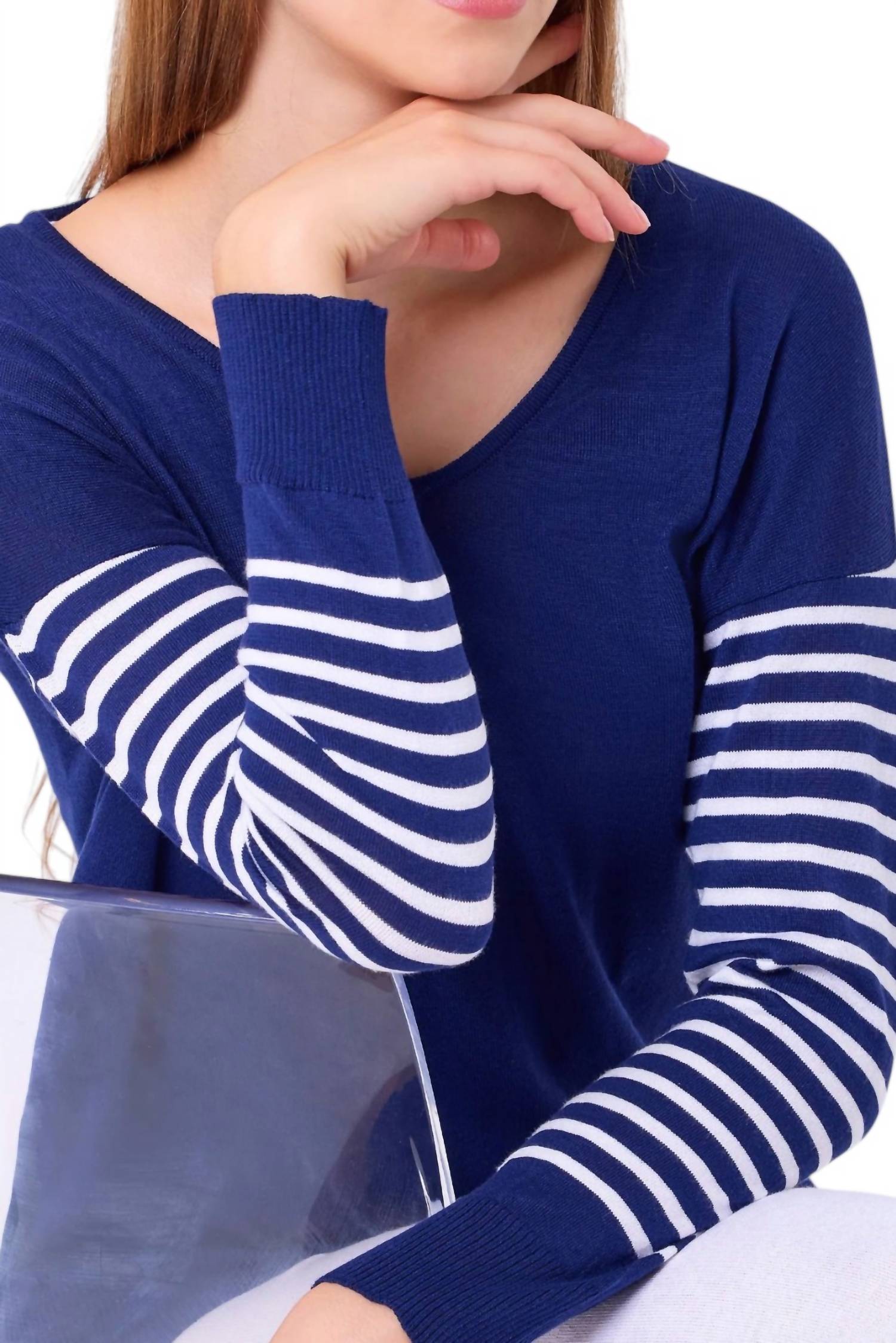 French Kyss - Stripe Sleeve Top