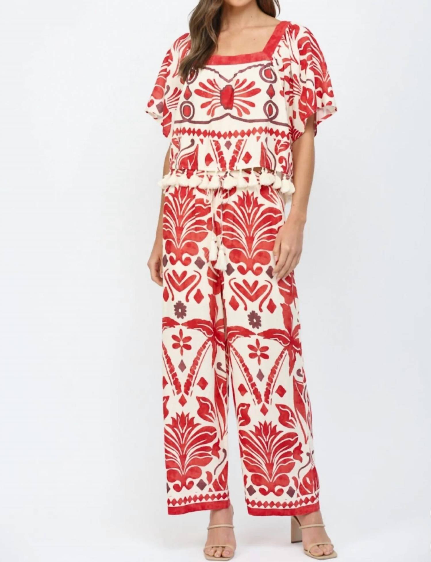 Fate By Lfd - Geo And Tropical Print Tassel Top