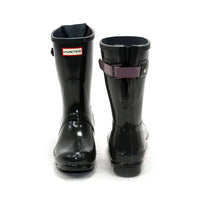 HUNTER Women's Original Short Back Adjustable Gloss Rain Boots in green - women's shoe - view 4