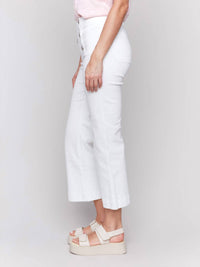 Charlie B - Cropped Pull-on Flare Jeans With Front Buttons
