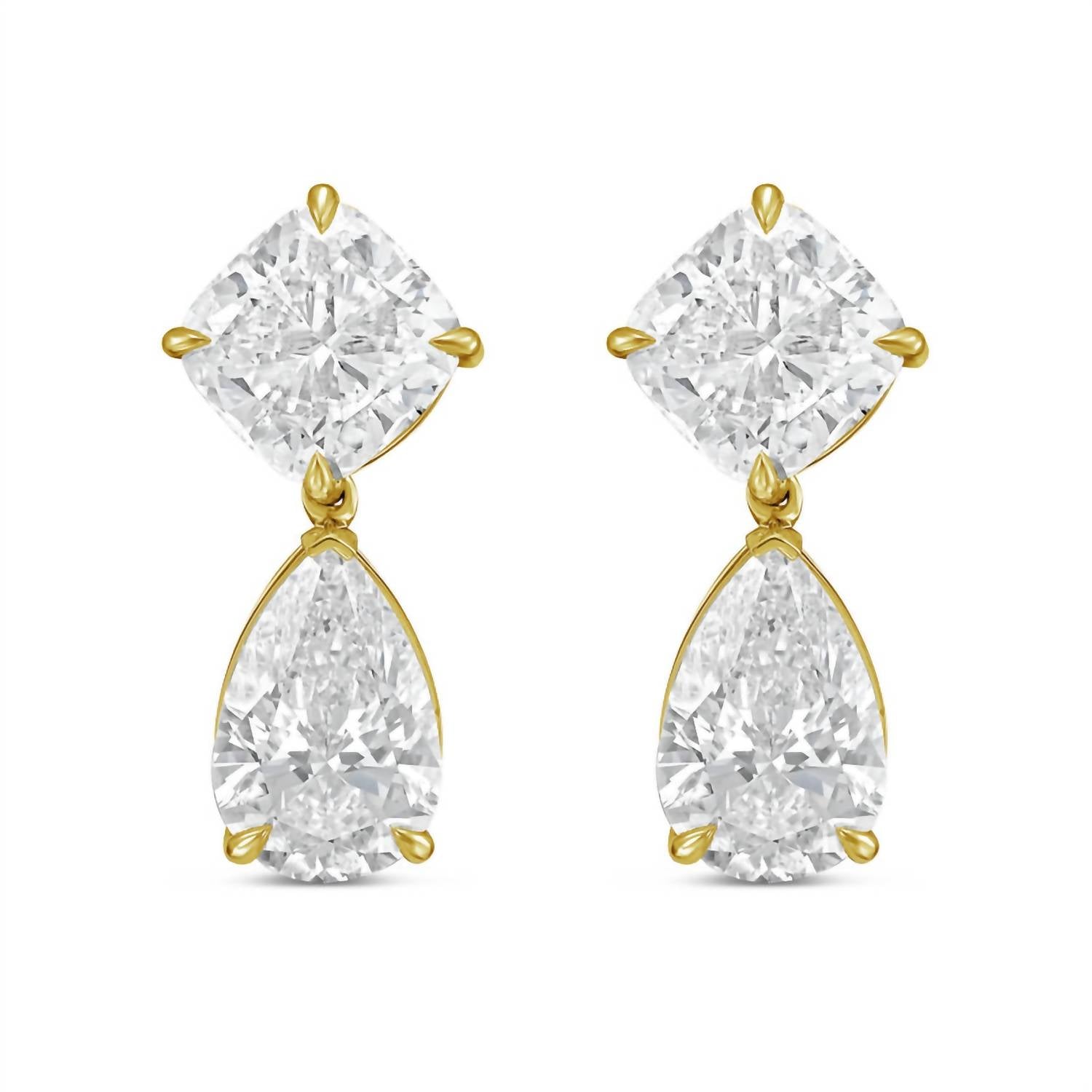 Diana M Jewels - Women's Cushion & Pear Lab-grown Diamond Stud Earrings (15.00 Tcw) - Grand