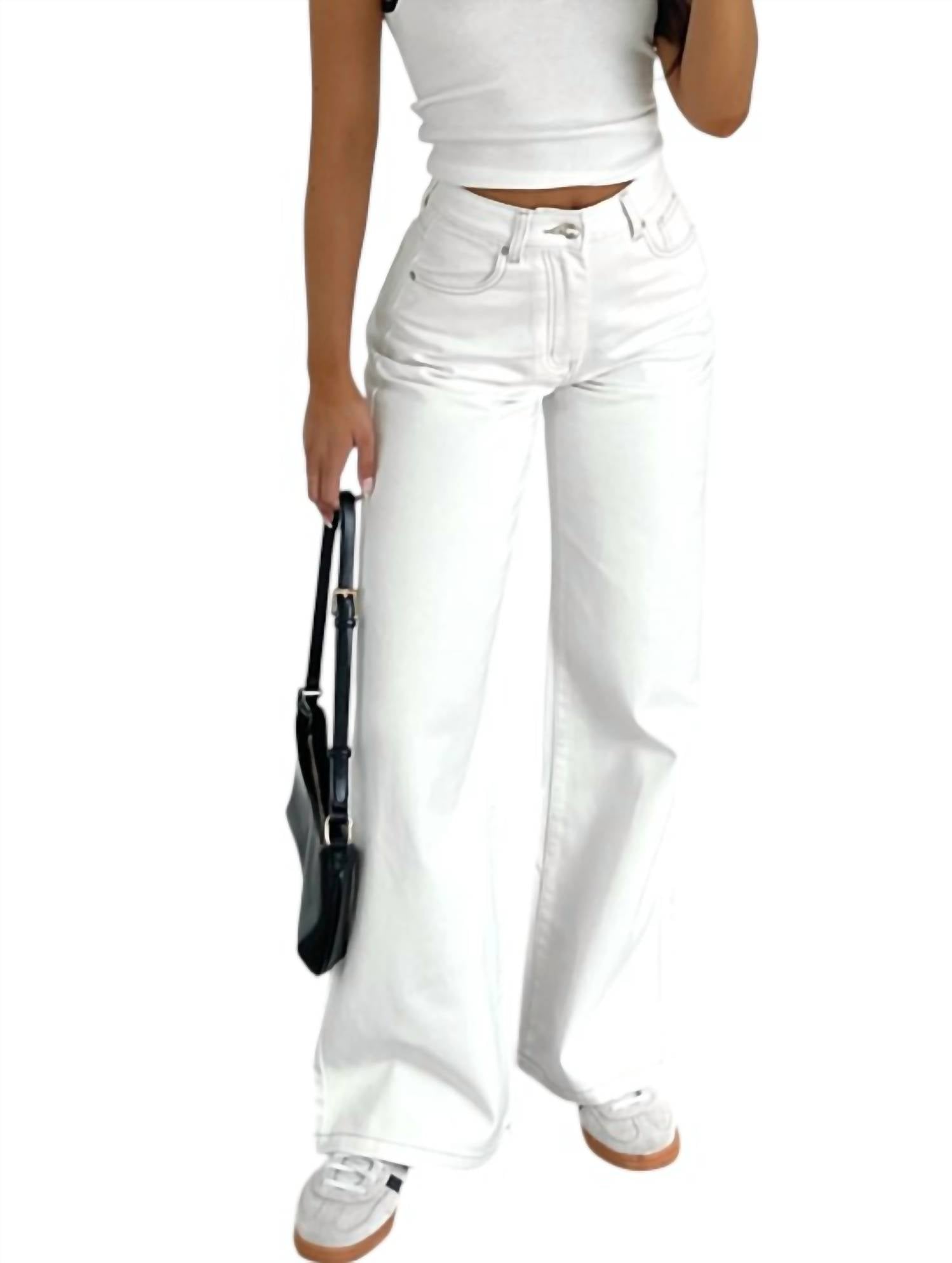 LOLA JEANS Ultra High Rise Wide Leg Jeans in white - women's pants