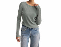 Z Supply Arlet Mini Thermal Top in hunter green - women's long sleeve top - alternate view