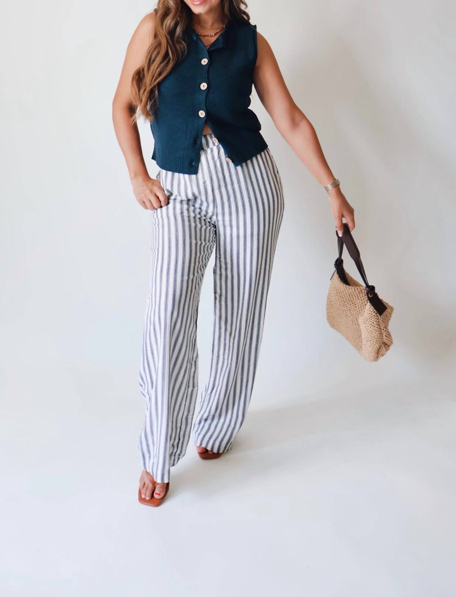 The Workshop Studio - Lux Striped Linen Pants