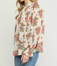 Entro - Smocked Floral Blouse
