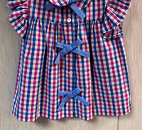 bella bliss Girls' Toulouse Bow Blouse in pink blue plaid - kids' blouse