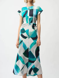 Joseph Ribkoff - Geometric Print Satin Midi Dress