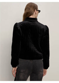 Sanctuary Quilted Velvet Jacket in black - women's jacket - alternate view