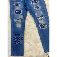Lovesoft - Women's Dallas Cowboys Distressed Patchwork Jeans