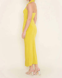Fore Collection - Ruched Drawstring Sleeveless Halter Dress