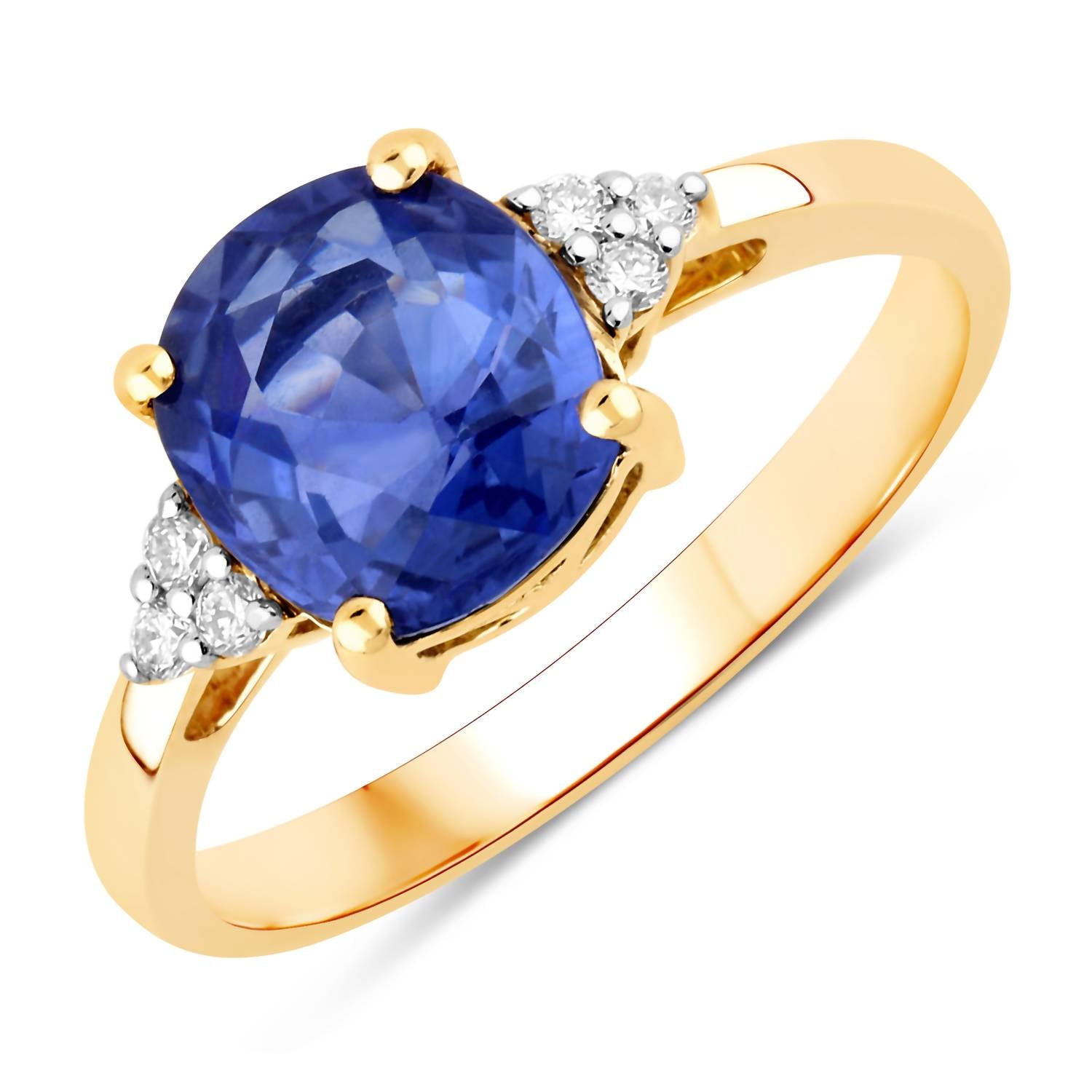 Diana M Jewels Women's Cushion Natural Sapphire Fashion Ring (2.43 Ct) - Classic Plus in 18k yellow gold - women's jewelry