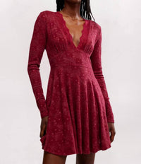 Free People All Yours Lace Mini Dress in red plum - women's dress