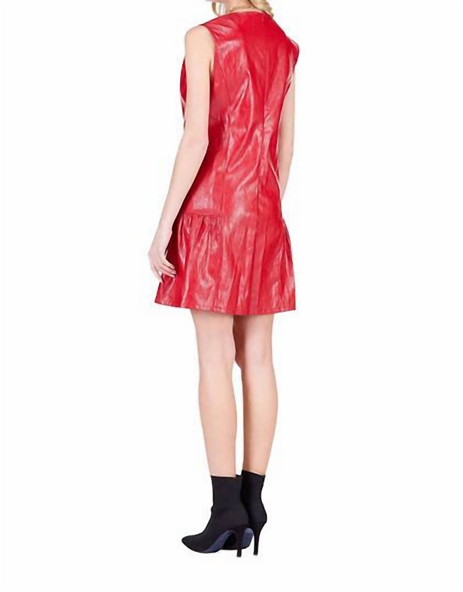 Joy Joy Bette Faux Leather Mini Dress in red - women's dress - view 4