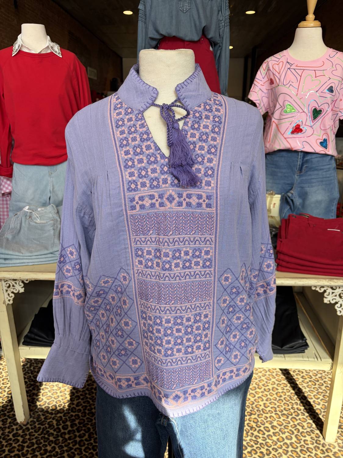 Ivy Jane - Women's Gauze Cross Stitch Top