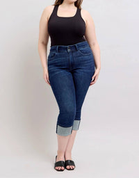 Judy Blue - Women's Ella Double Waist Cuff Capri Jeans