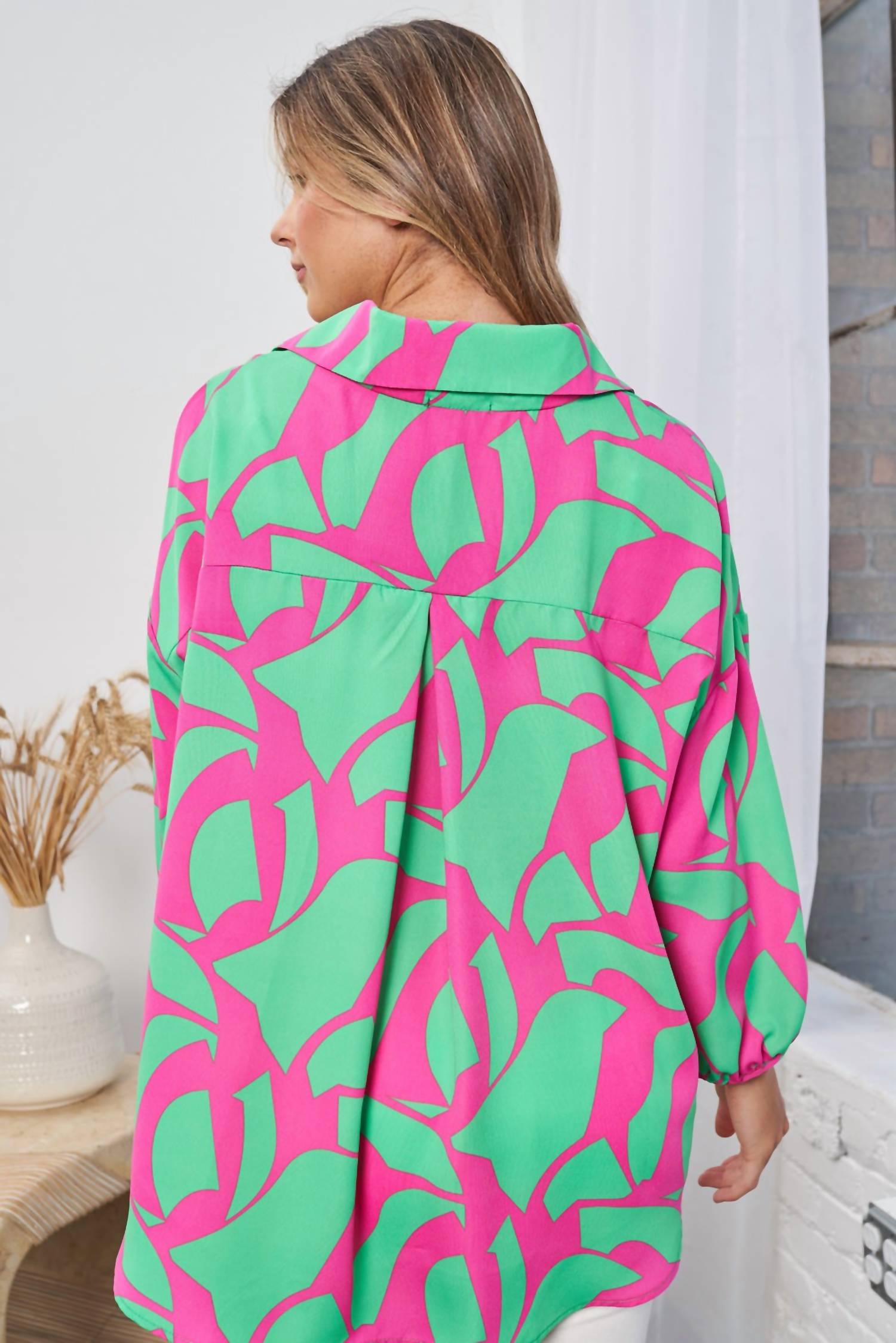 White Birch - Geo Print Woven Top