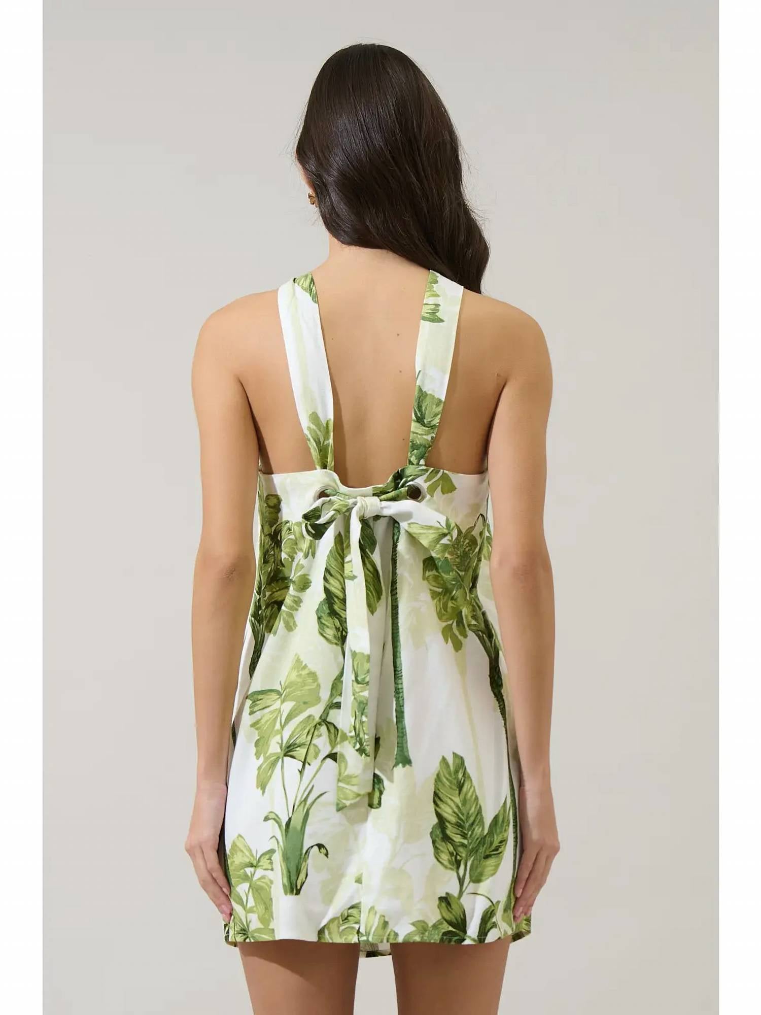 Sugarlips - Palmet Tropical Amory Halter Mini Dress