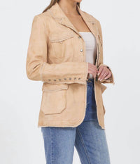 jakett Meryl Vintage Leather Jacket in capuccino - women's jacket - alternate view