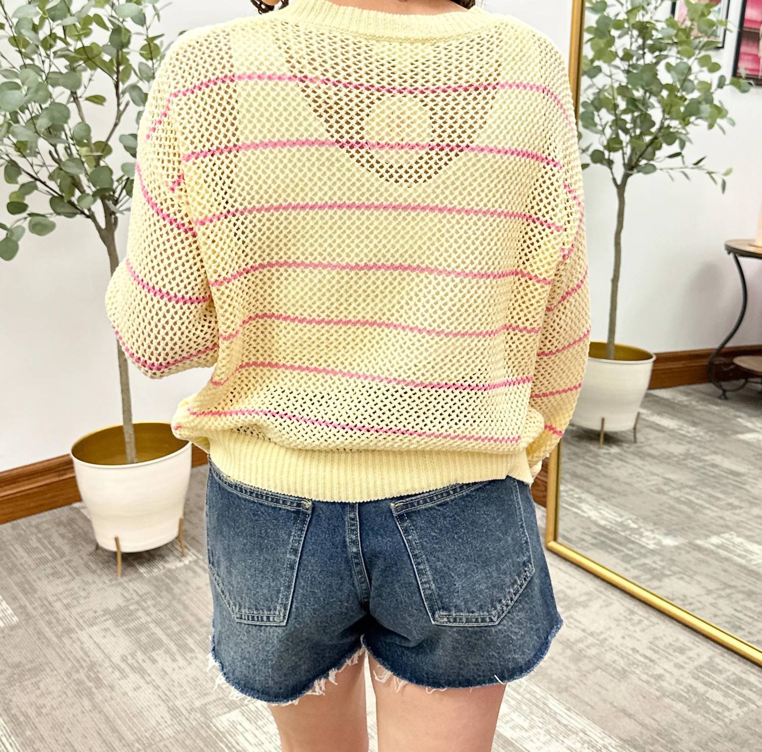 Wishlist - Striped Open Knit Sweater