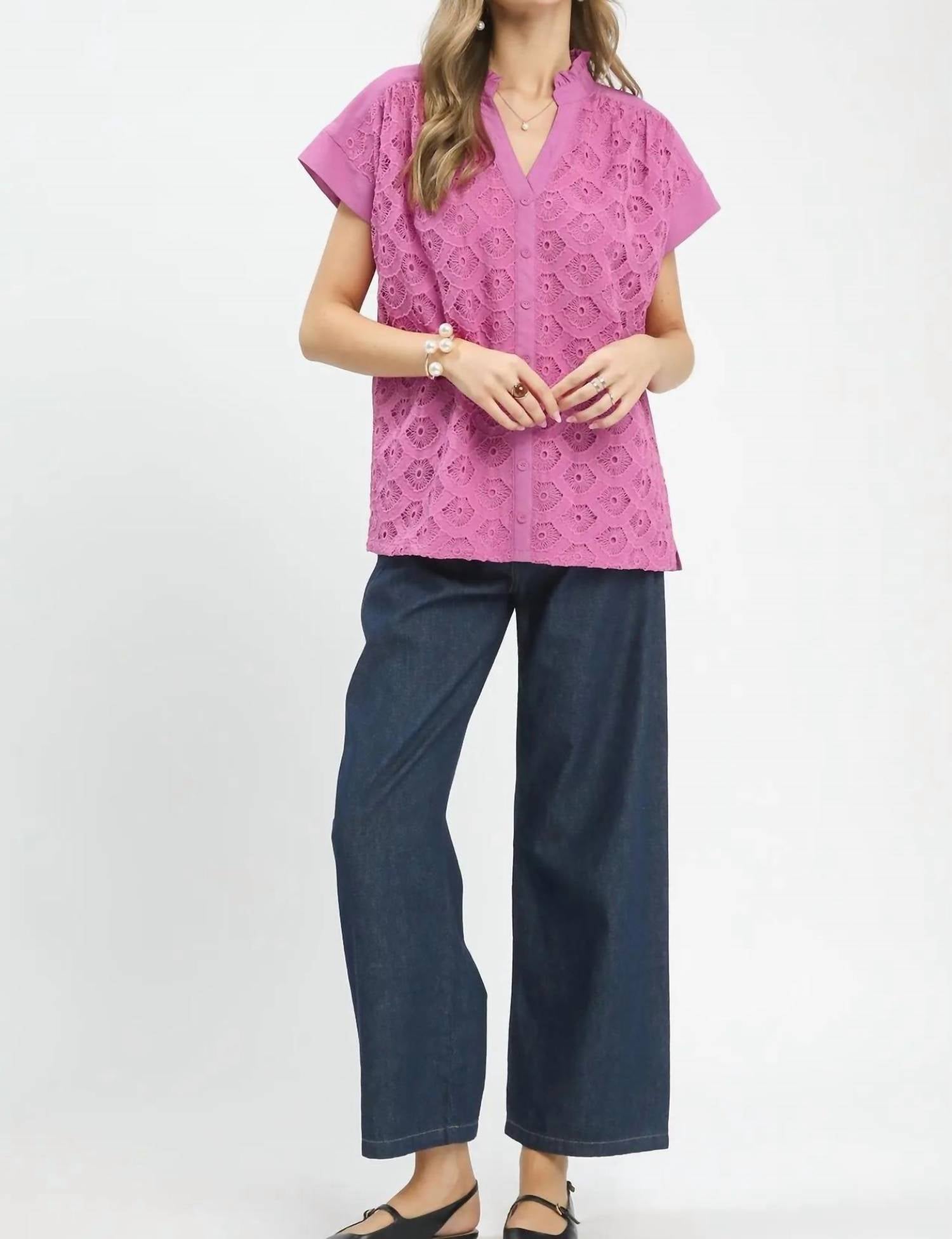 Umgee - Lace Button Front Top