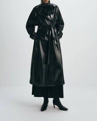 Rue Sophie Hyde Shiny Trench Coat in black - women's jacket