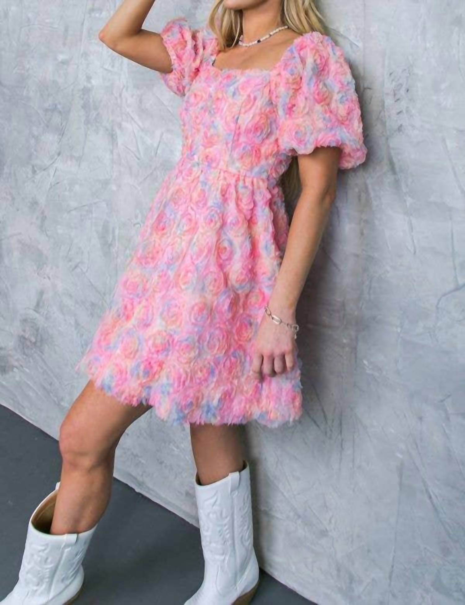 Flying Tomato - Woven Novelty Fabric Mini Dress